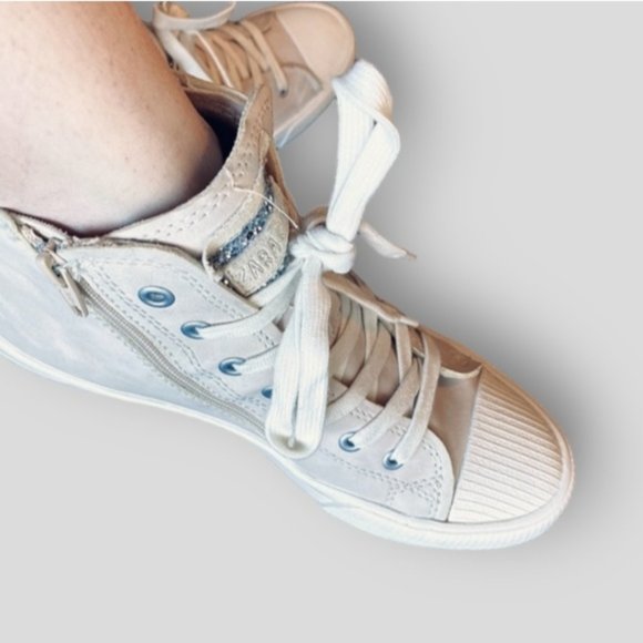 New Zara Girl Limited Edition Faux Suede High Top Studded Sneakers - Picture 11 of 12